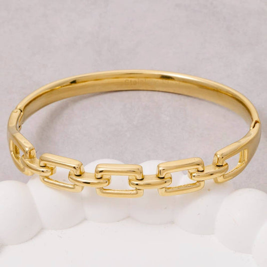Stainless Steel Gold Plated Chain Link Bangle Bracelet: G