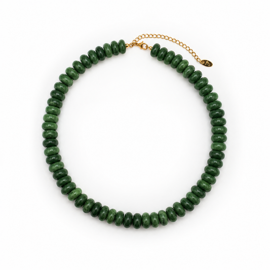 Ellison+Young Modern Resin Beaded Statement Necklace: Emerald Green