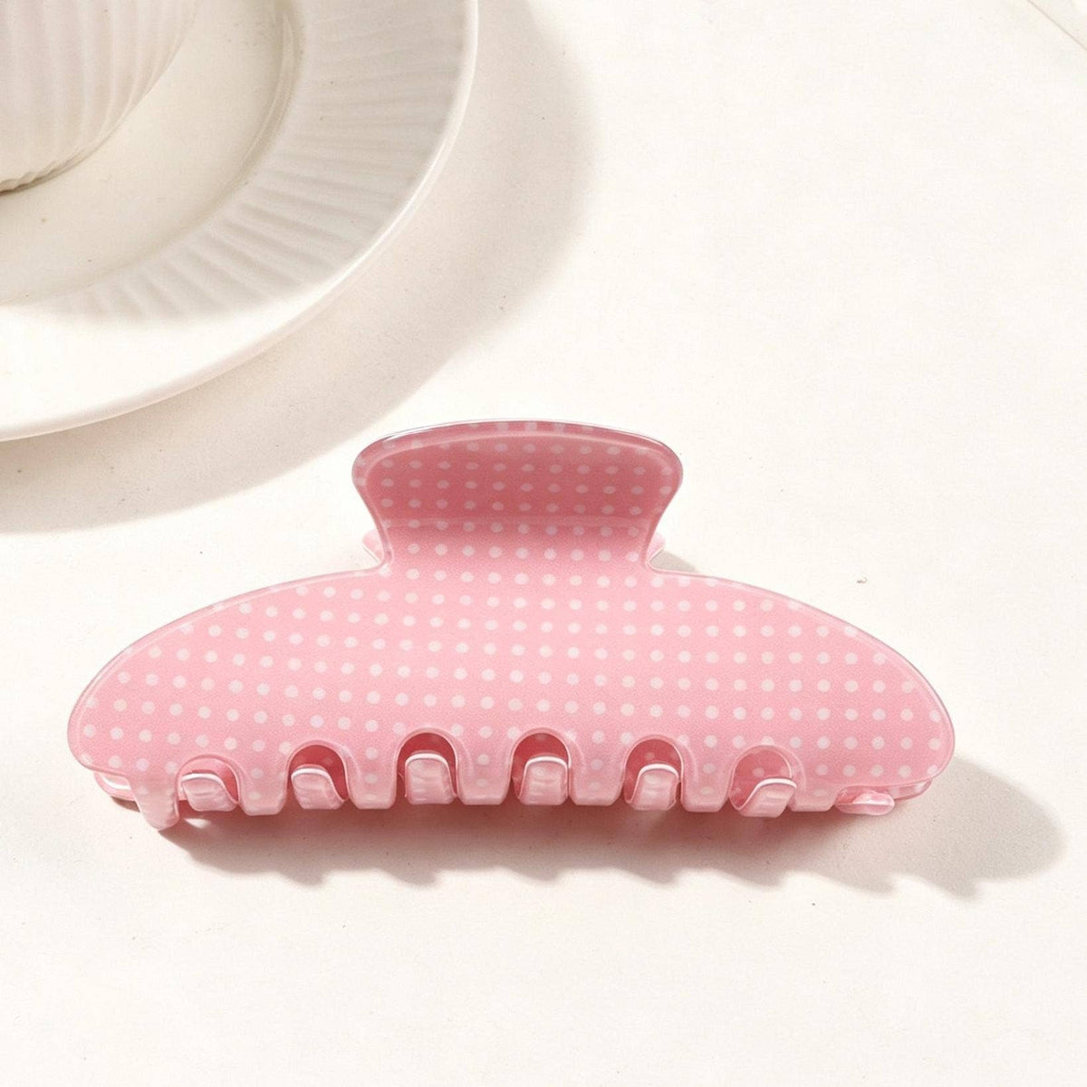 Polka Dot Hair Claw Clip | Pink
