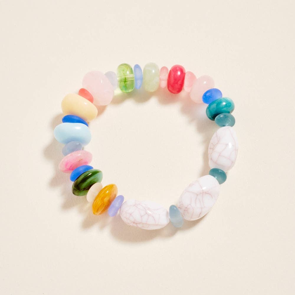 7.25 In Marbled Ombre Resin Bead Seaglass Bracelet: Multi / ONE