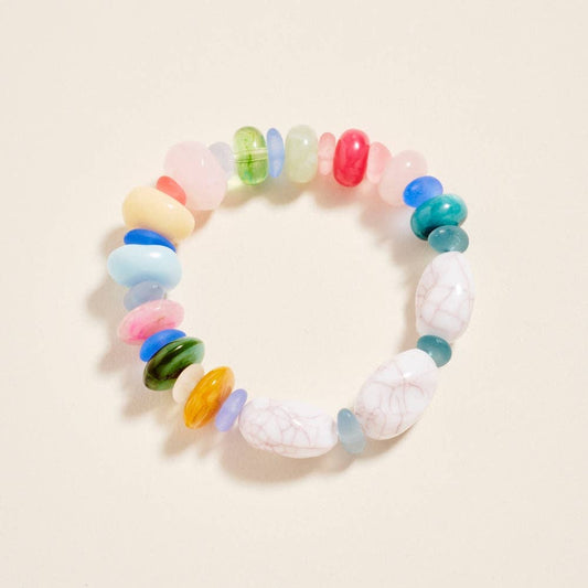 7.25 In Marbled Ombre Resin Bead Seaglass Bracelet: Multi / ONE