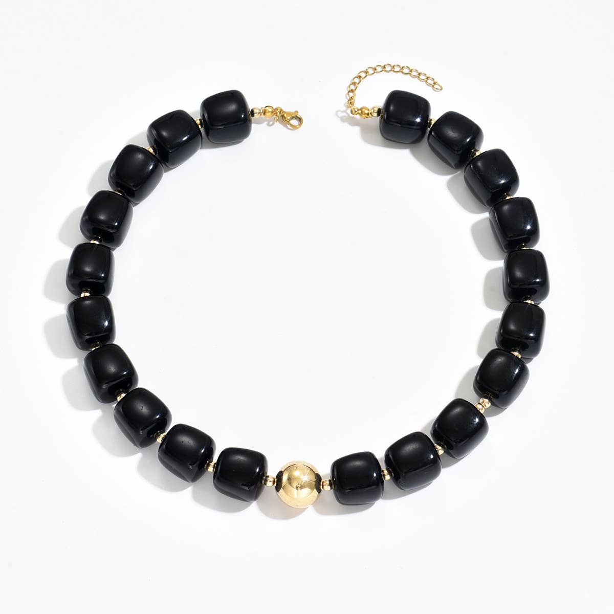 Boho Colorful Geometric Acrylic Bead Necklace: Black