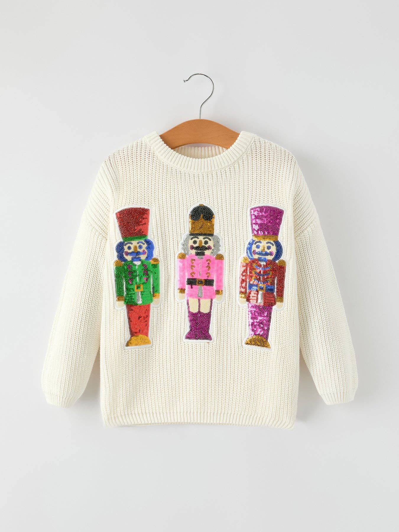 Winter Christmas Girls Character Sequins Pullover Sweater