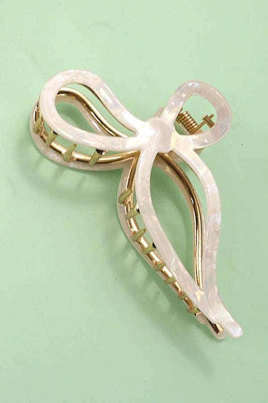 Jumbo Cellulose Casting Bow Hair Claw Clips | Ivory