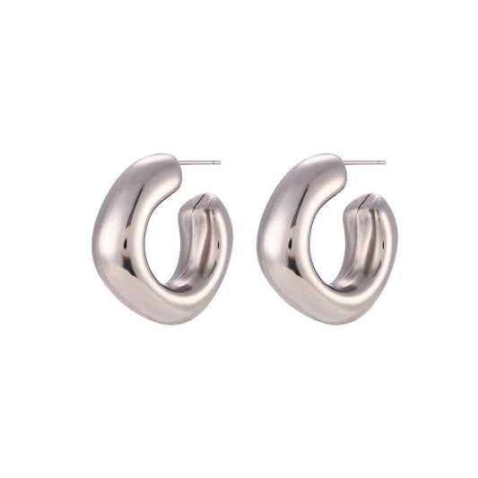 18k Stainless Steel Waterproof Non-Tarnish Hoops | Silver