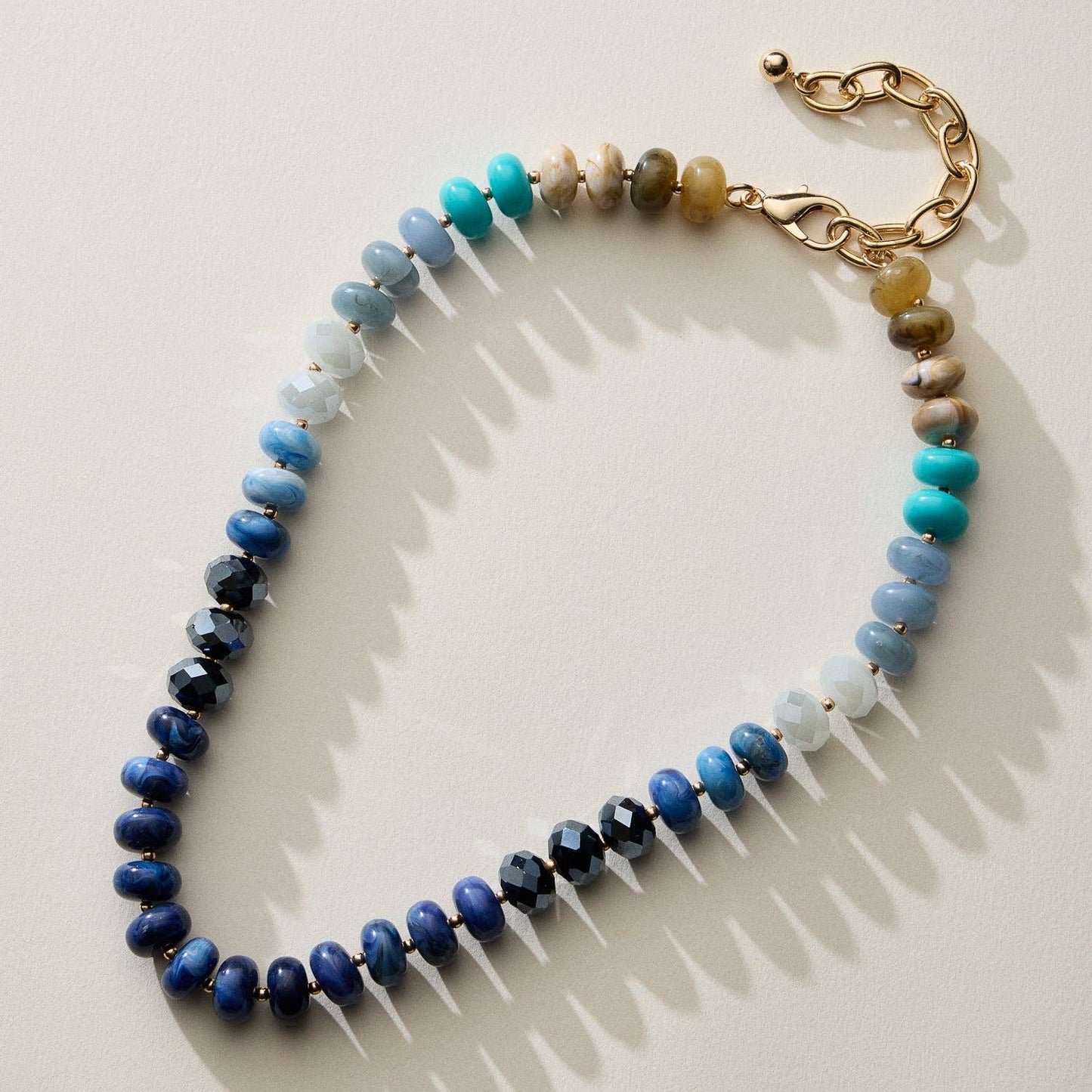 Mixed Bead Short Necklace with Adjustable Length: BL / ONE
