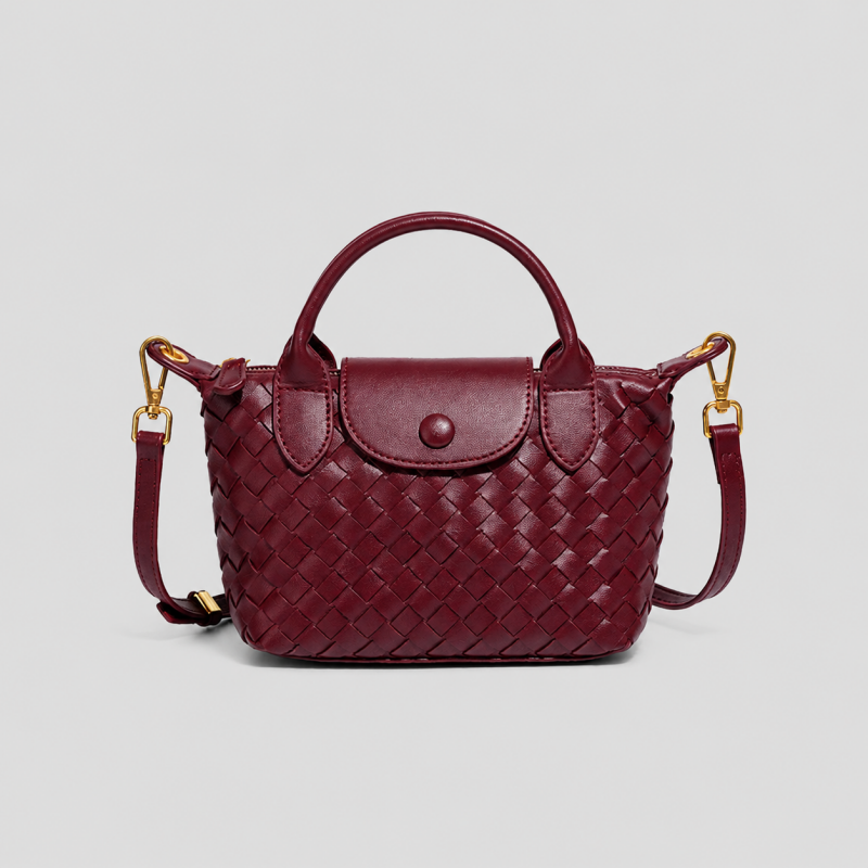 Woven Crossbody Bag: Burgundy / One Size