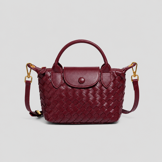 Woven Crossbody Bag: Burgundy / One Size