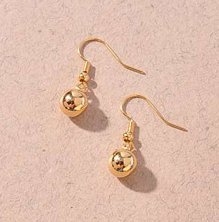 METAL BEAD EARRING: Gold