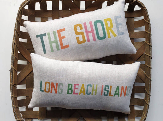 Personalized Beach Town Pillow with Summer Colors-New Canaan