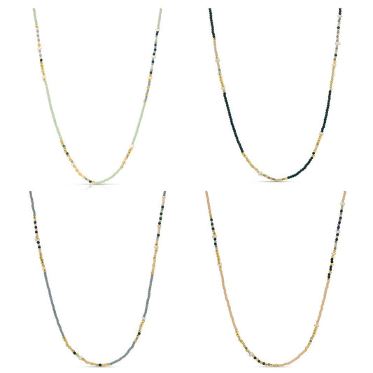 Assorted Seed Bead & Fresh Water Pearl Necklaces: Grey/Mint/Teal/White