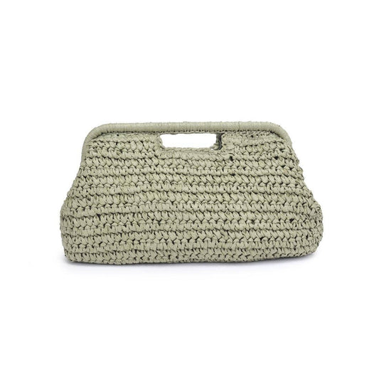 Lani Straw Clutch Bag: Sage