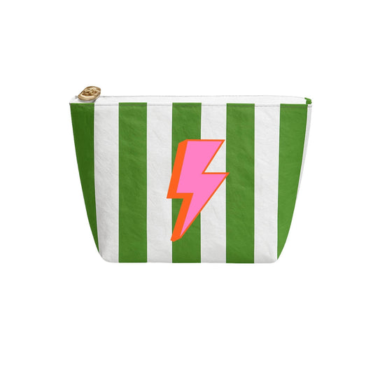 Cute Stripe Tyvek Pouch | Teen and Girl Stocking Stuffer: Green/White Stripe