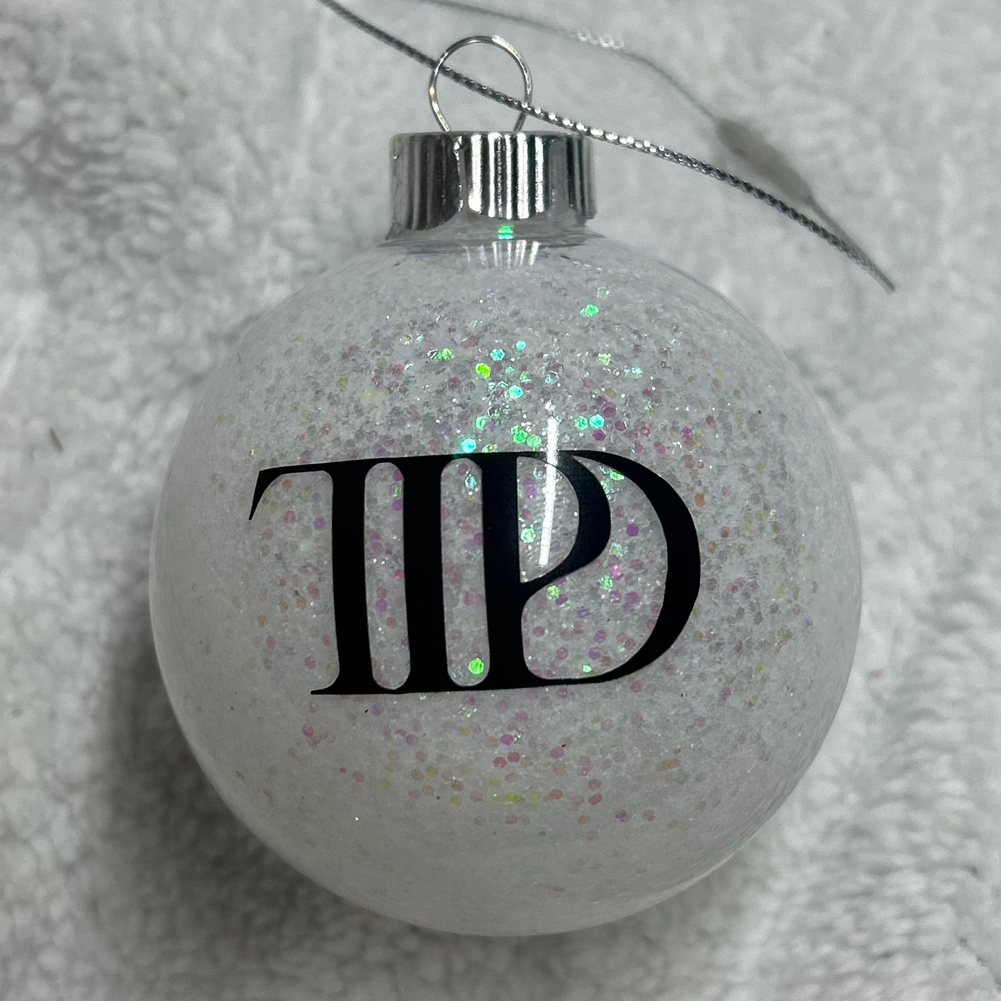 Taylor Swift Christmas Ornament | Glitter | Plastic | Eras: TTPD / Round 2.36”