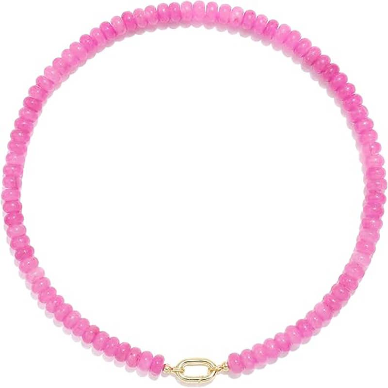 Rondelle Bead Necklace Detachable Oval Metal Buckle Dainty: Color_11 / M