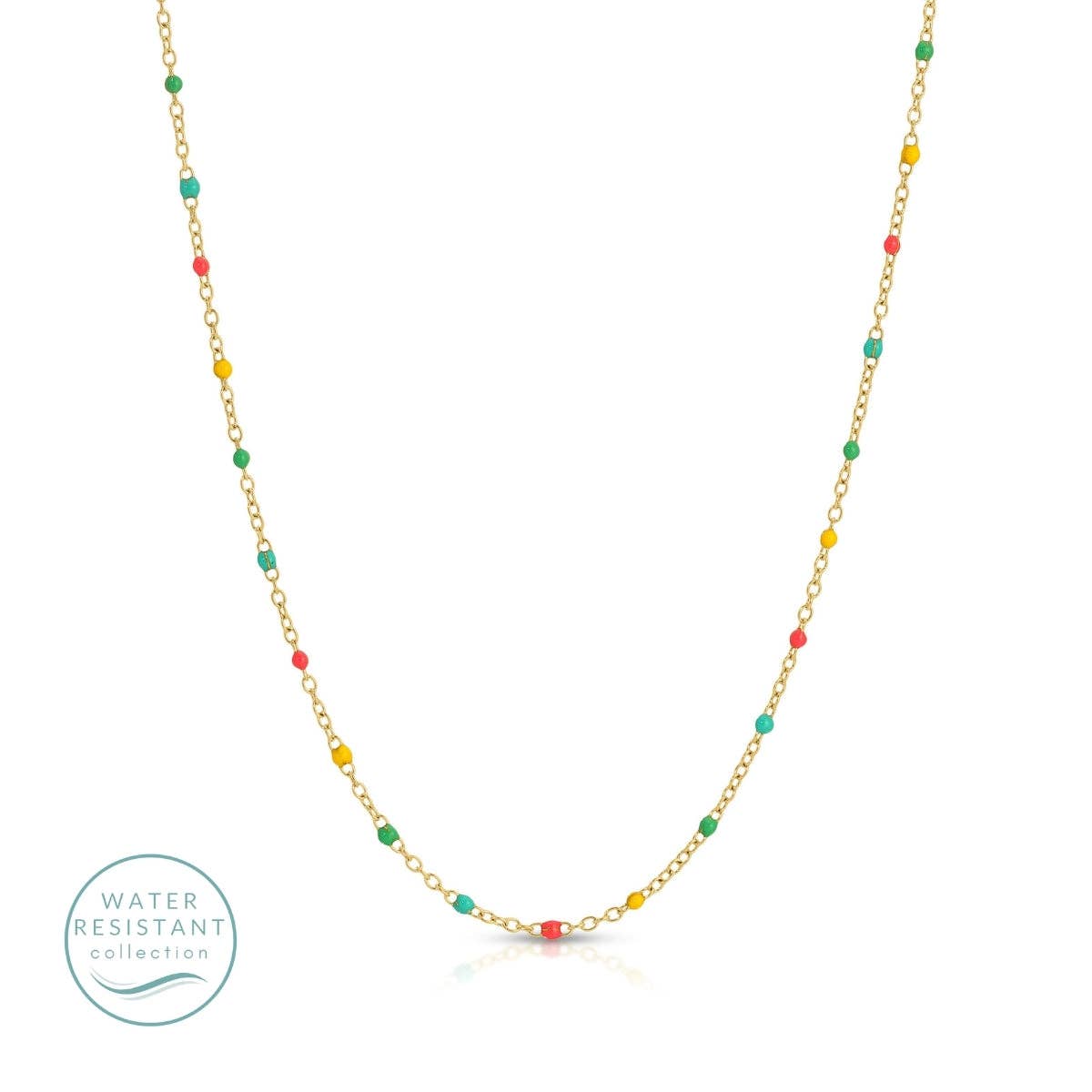 Sweetly Colored Delicate Chain Necklace, Water Resistant: Brights