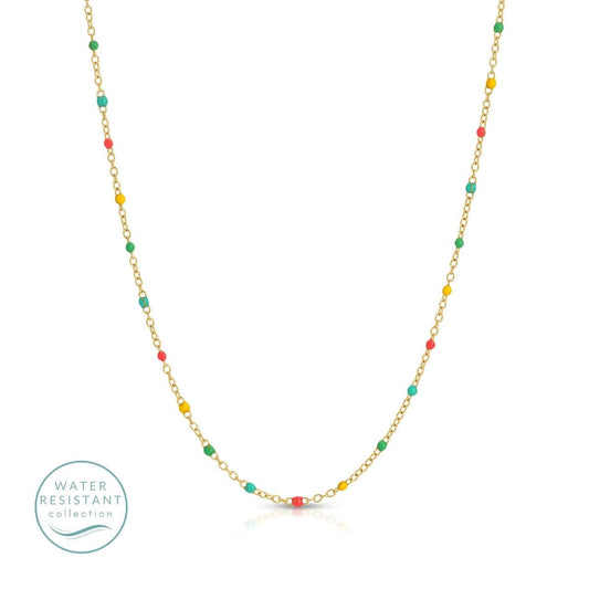 Sweetly Colored Delicate Chain Necklace, Water Resistant: Brights