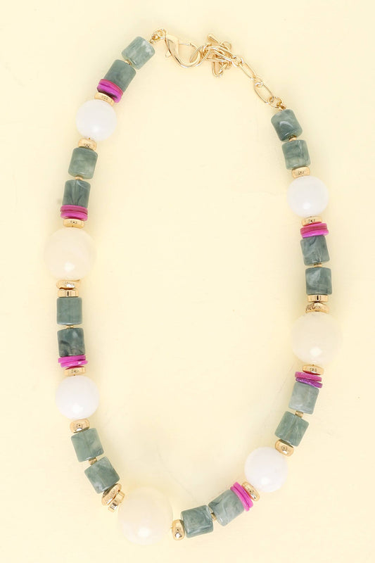 Multicolored Imitation Stone Bead Mala  Necklace