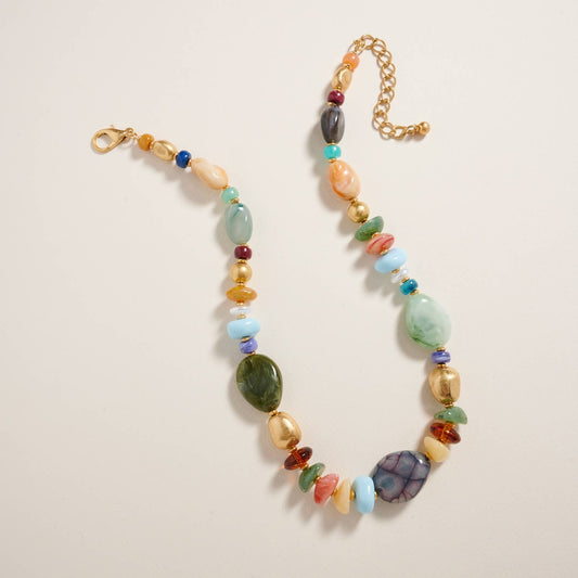 18 Inch Natural Mixed Marbled Ombre Necklace: Green / ONE