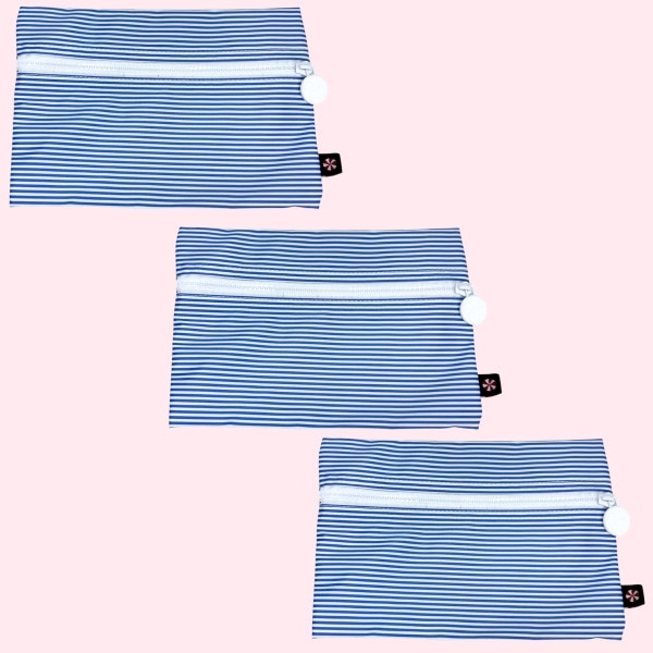 Navy Preppy Stripe Cosmo Bag-Wipeable