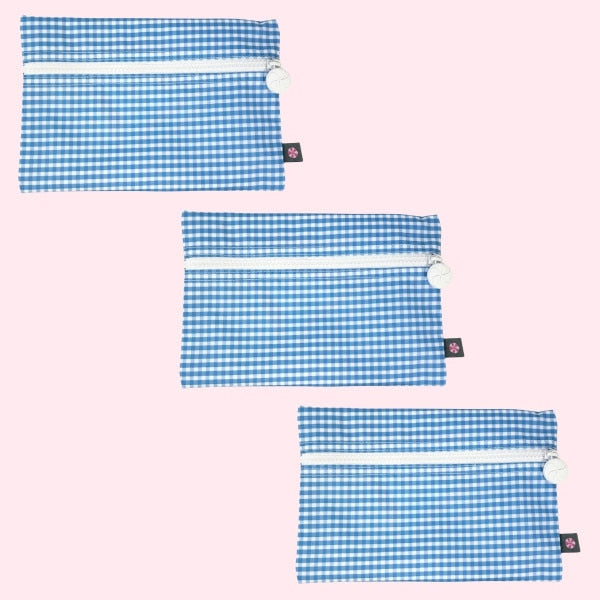 Wipeable Baby Blue Gingham Cosmo Bag