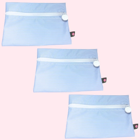 Baby Blue Preppy Stripe Cosmo Bag-Wipeable