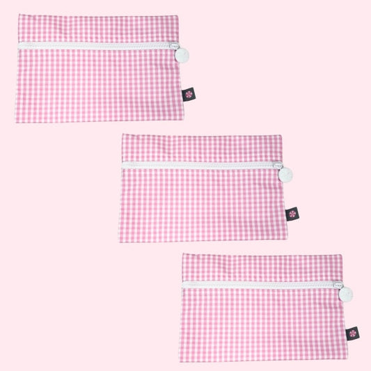 Wipeable Pink Gingham Cosmo Bag