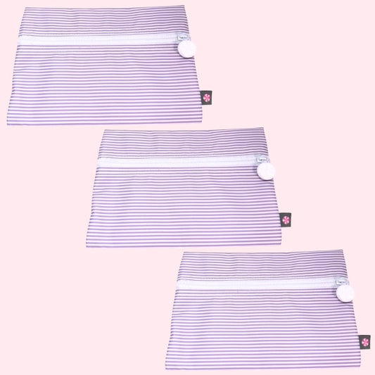Lilac Preppy Stripe Cosmo Bag- Wipeable