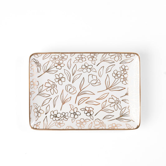 Terracotta Flowers Rectangular Trinket Dish | Fall