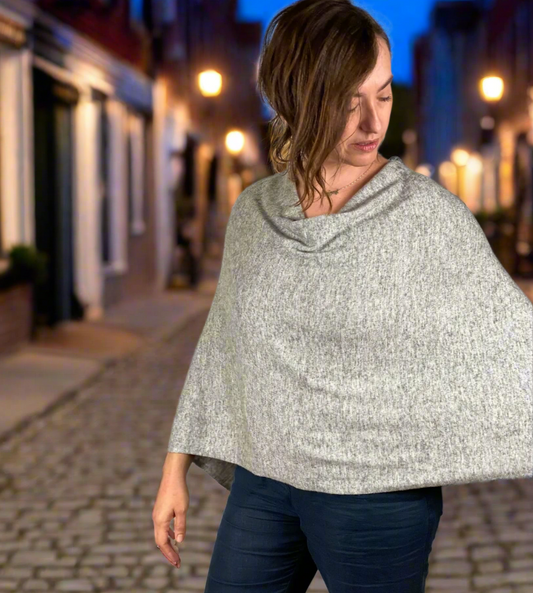 Cashmere Poncho Silver Grey