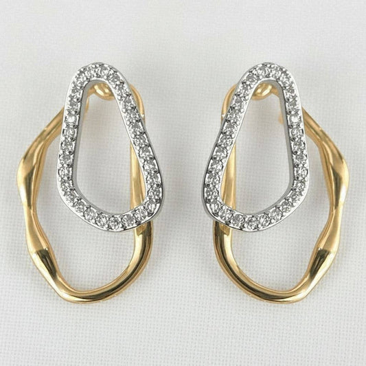 Cubic Zirconia Irregular Line Stud Earrings