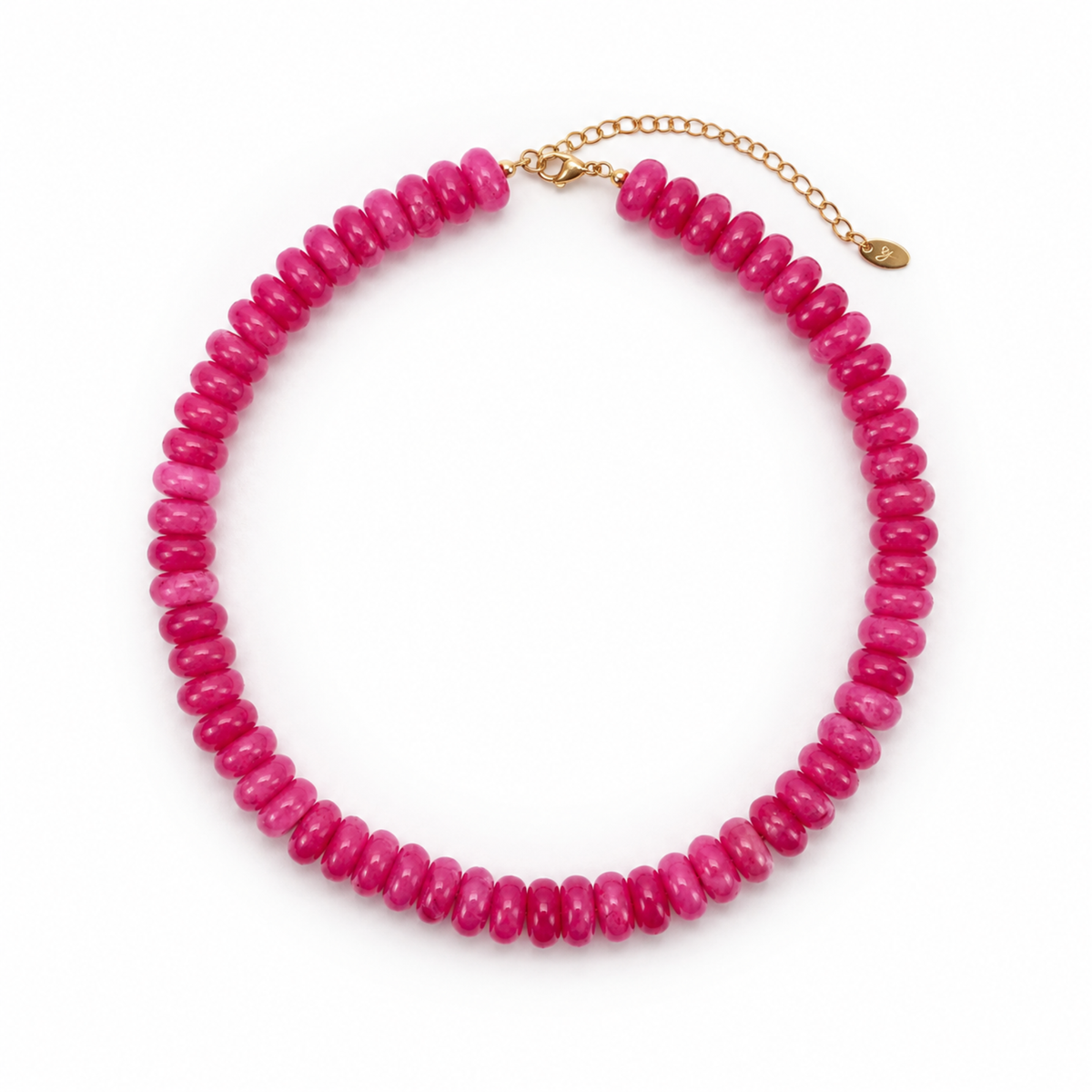 Ellison+Young Modern Resin Beaded Statement Necklace: Fuchsia Petal