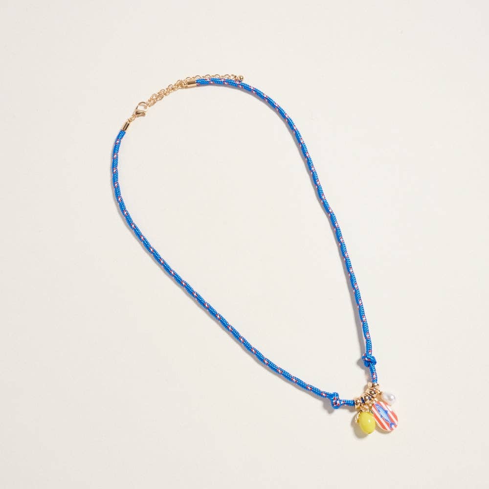 Sardine Fish Lemon Pearl Beach Charm Rope Necklace: Gold / ONE