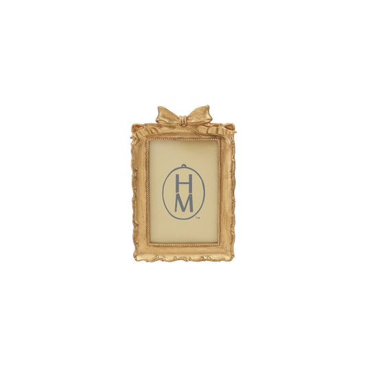 Resin Photo Frame W Bow, Gold Finish