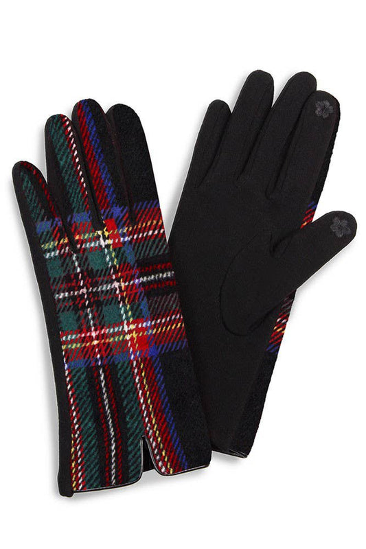 Tartan Plaid Gloves: Black