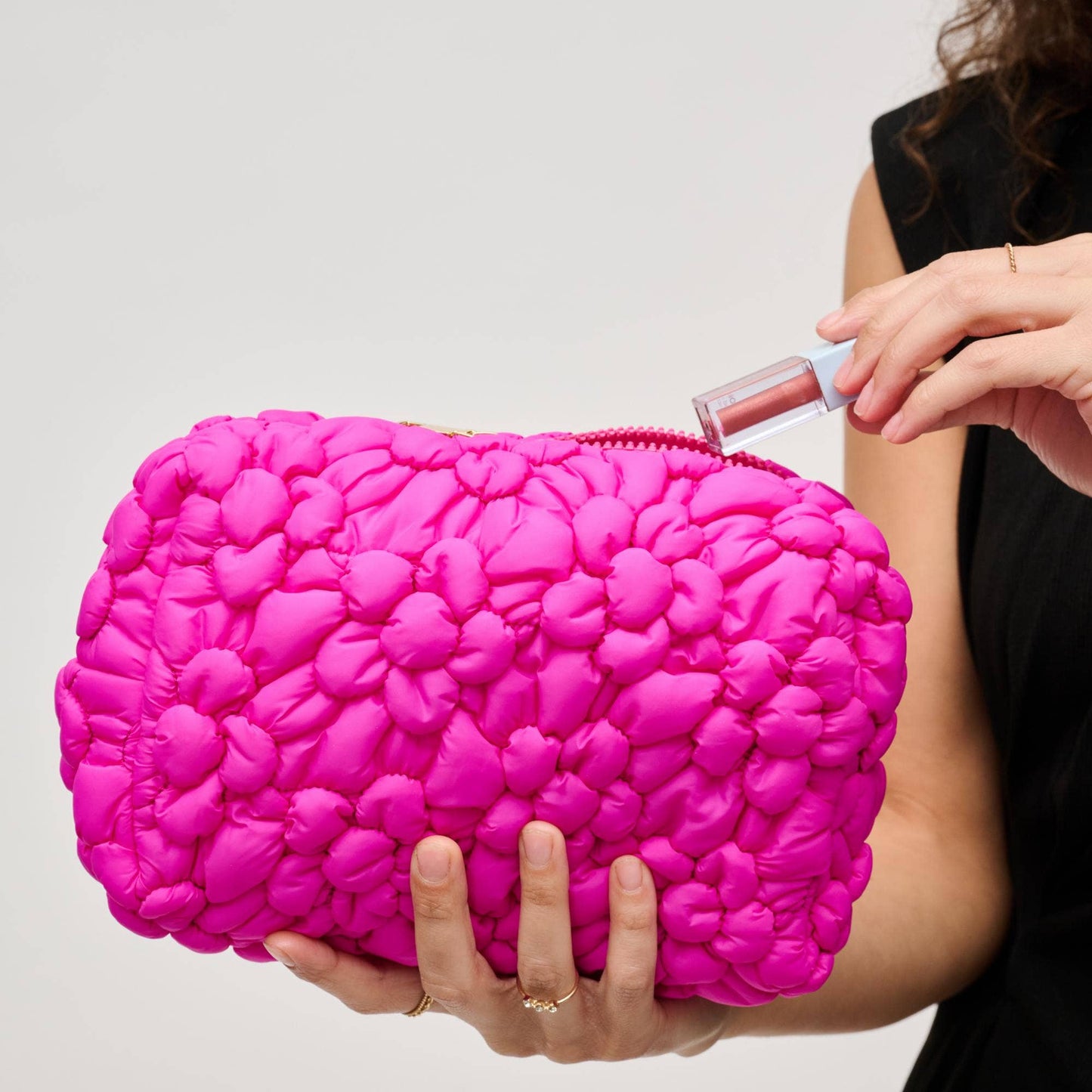 Flora Pop - Nylon Cosmetic Pouch: Fuchsia