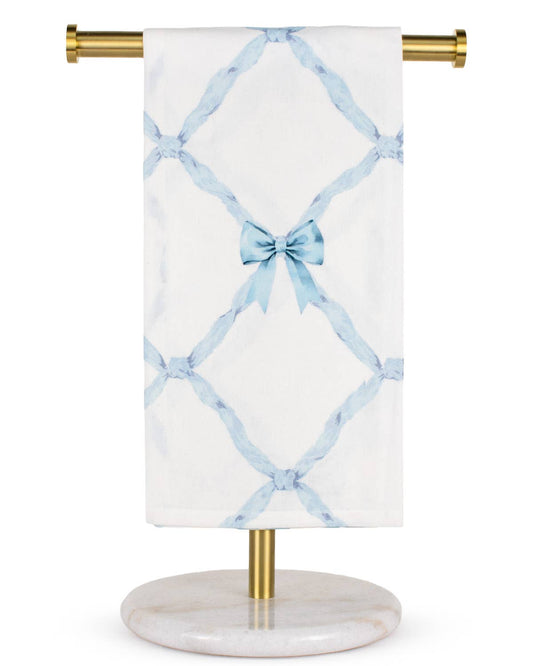 Lillian  Bow Hand Towel White/Blue