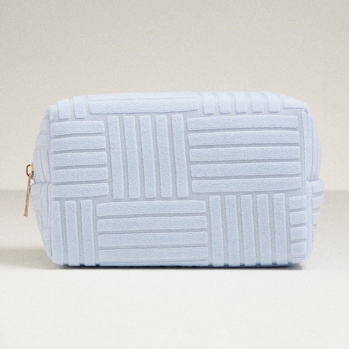 Luxe Terry fabric Travel Pouch -Medium: Light Blue