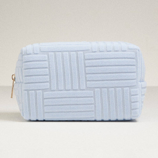 Luxe Terry fabric Travel Pouch -Medium: Light Blue