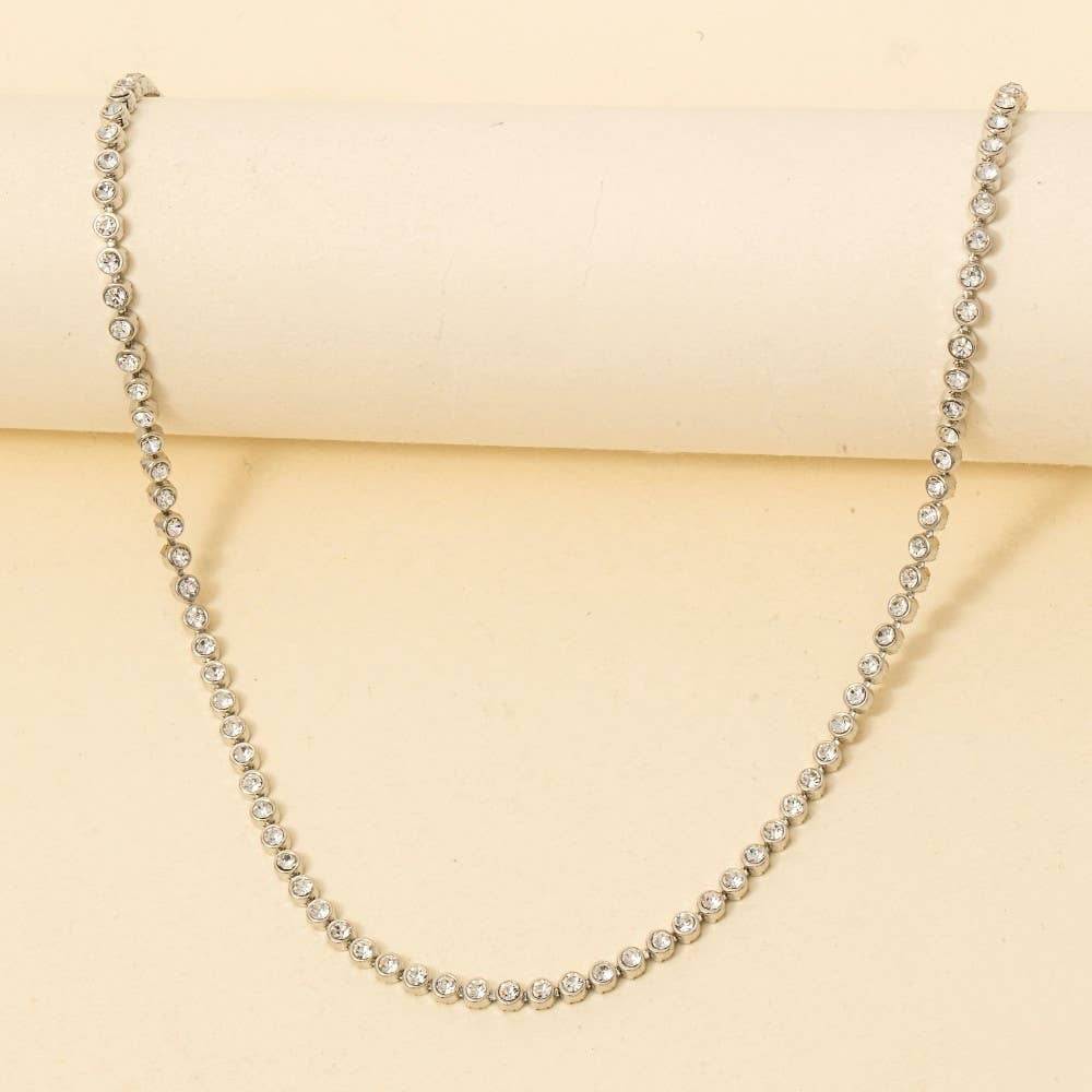 Gold Dipped Cz Tennis Chain Necklace: 2SILVER