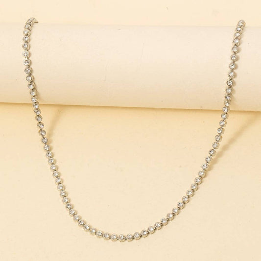 Gold Dipped Cz Tennis Chain Necklace: 2SILVER