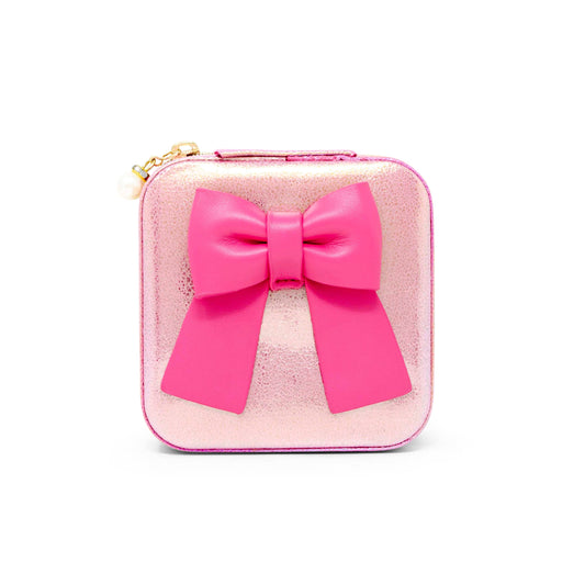 Shiny Jumbo Bow Jewelry Box: Hot Pink
