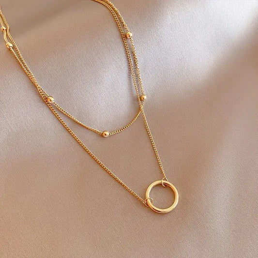 Simple Gold Necklace Layered Non-Tarnish