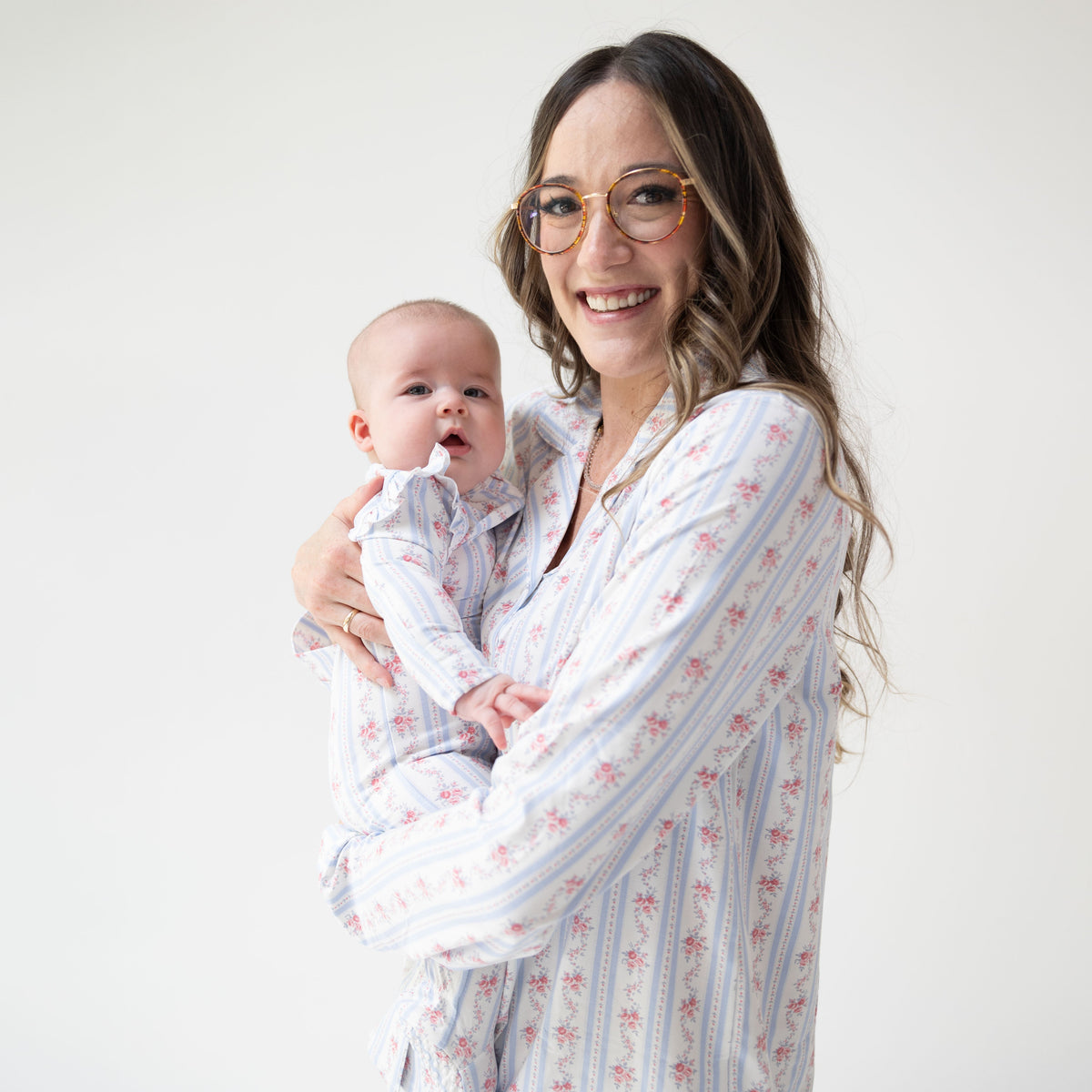 Angel Dear Anna Floral Stripe - 2 Way Ruffle Sleeve Zipper Footie - image 3