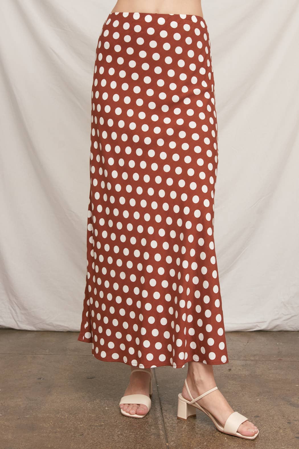 Polka Dot Maxi Skirt: Brown