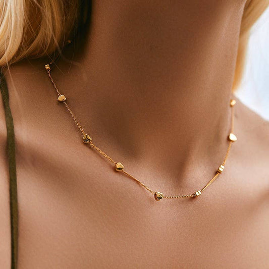 18k Stainless Steel Tarnish Free Heart Necklace | Gold