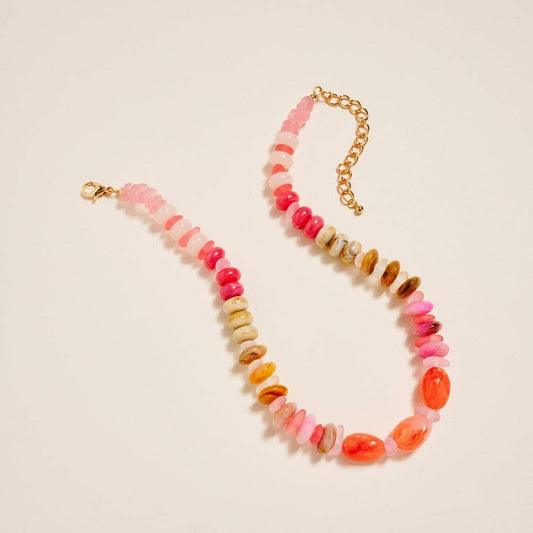 16 Inch Marbled Ombre Resin Bead Seaglass Necklace: Pink / ONE