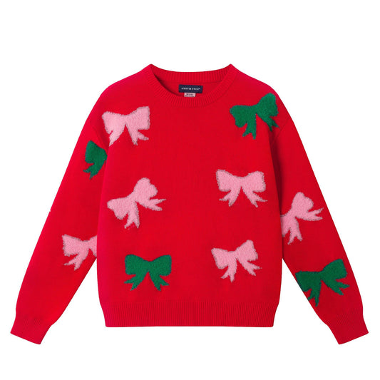 Big Kids Sweater | Bow Icons: Red