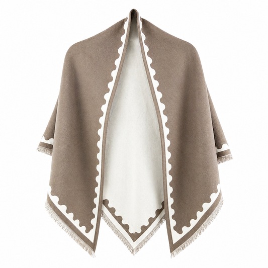 Scalloped Edge Elegance Triangle Wrap: 08 TAN