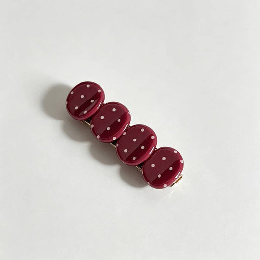 Polka‑Dot Acetate Hair Barrettes: Burgundy / F